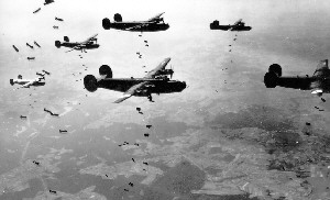 liberators releasing bombs at altitude